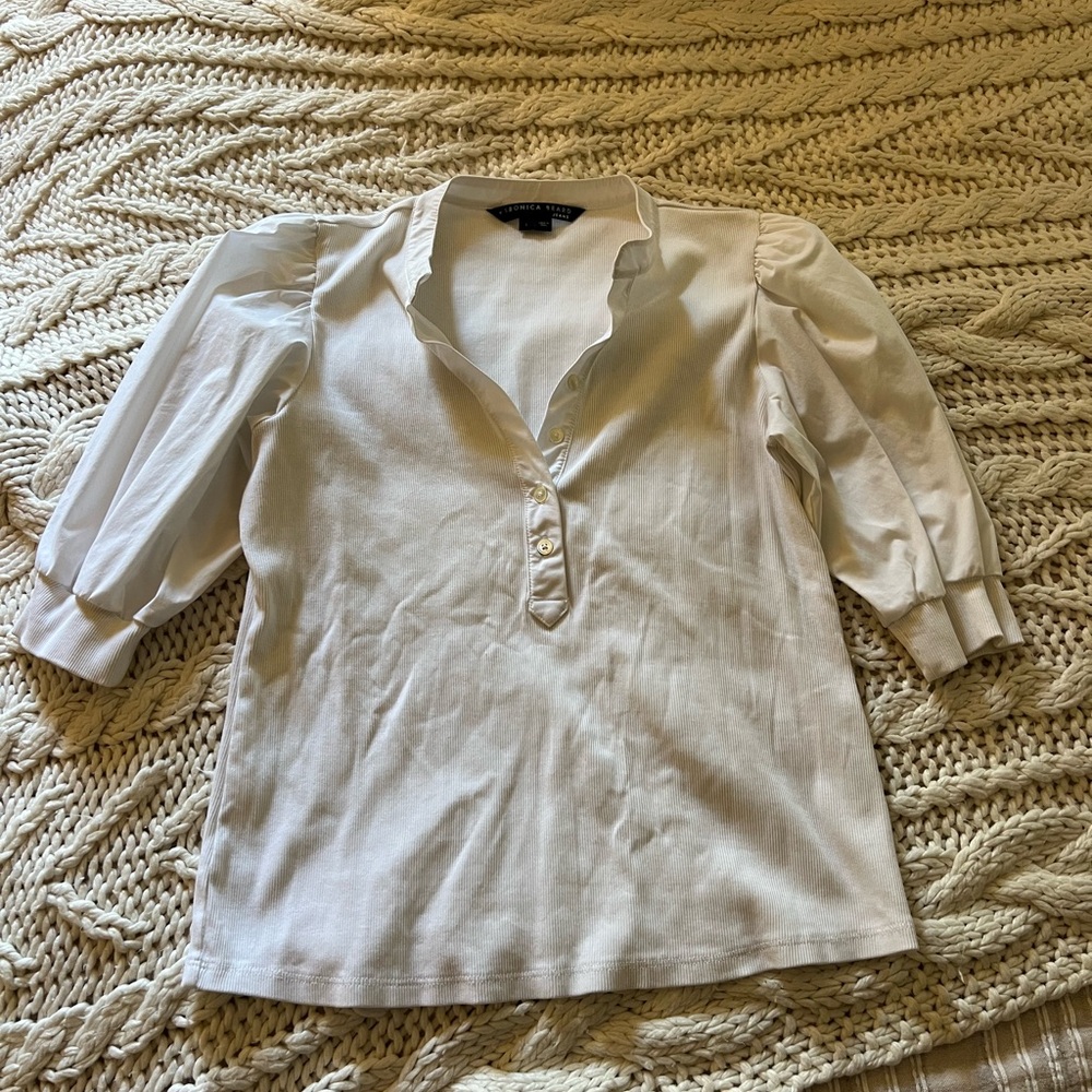 Veronica Beard Ivory Button-Down Blouse - image 1